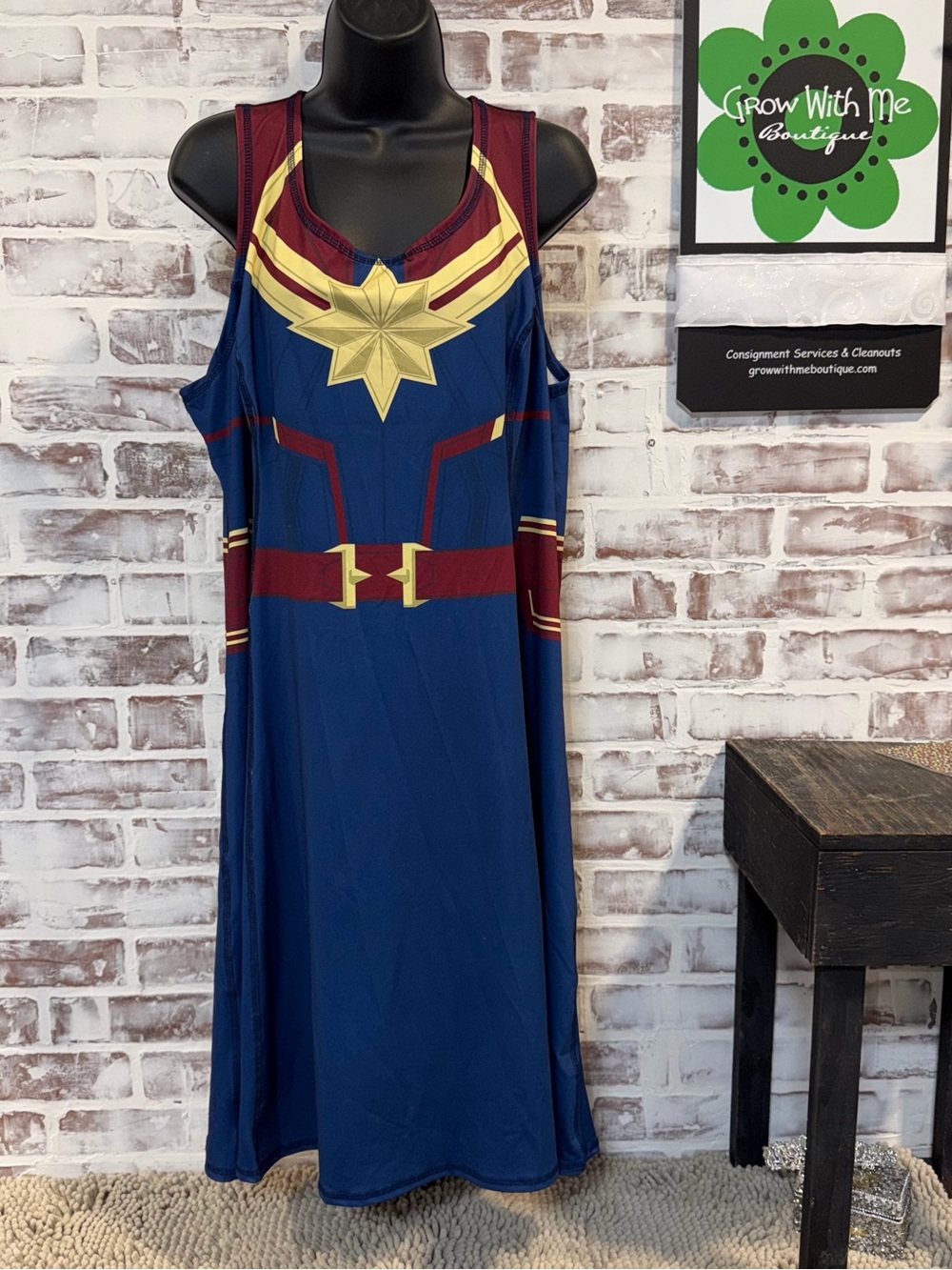 Her Universe Navy Blue, Red & Gold Superhero costume Dress